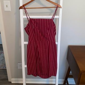 Maroon and beige mini dress